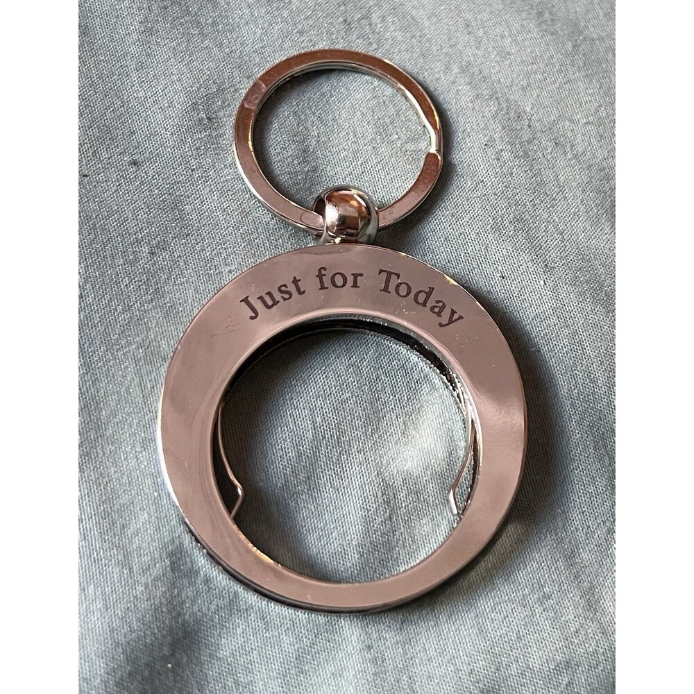 AA Chip Holder Keychain - Just for Today Stainless Steels Sobriety Coin Keychain
